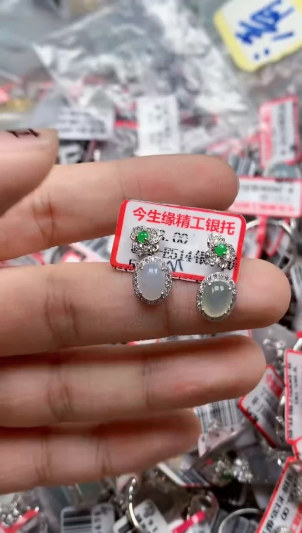银S925镶嵌戒指翡翠天然A货缅甸翡翠