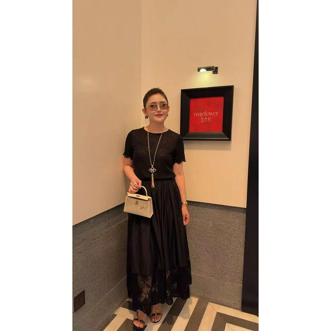 【镂空半身裙】镂空木耳边半身长裙1325859（小码裙长约86cm）