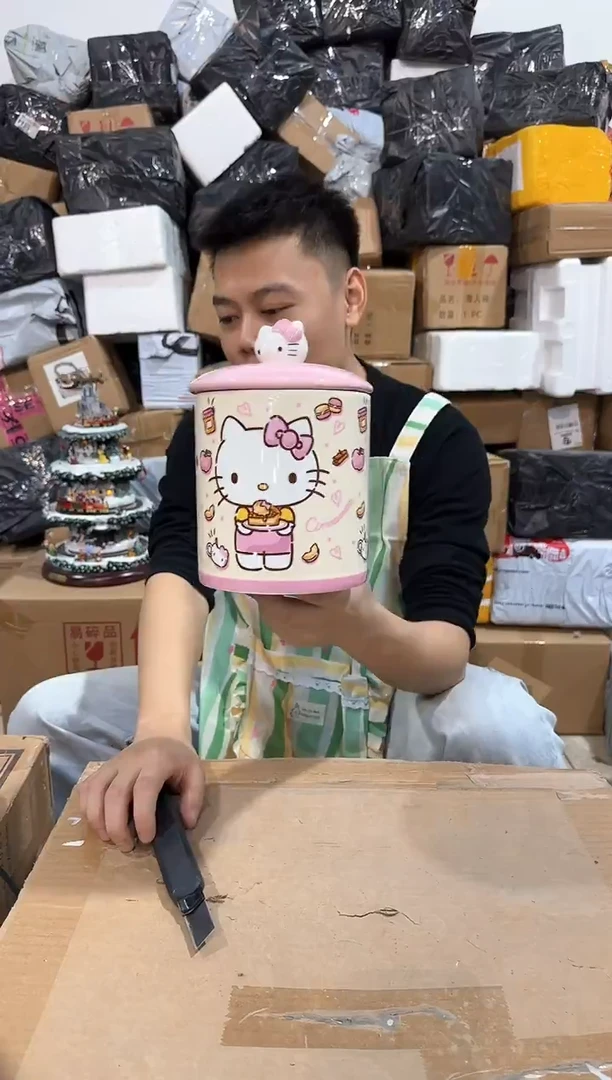 瓷片B款粉色kt猫收纳罐