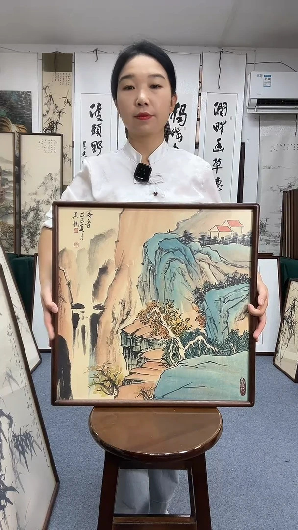 国画52*52实木画框京东包邮手绘
