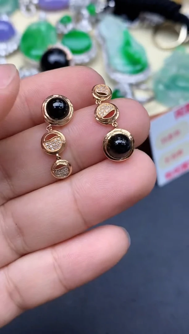 18K金镶嵌翡翠耳饰320-中国好珍宝