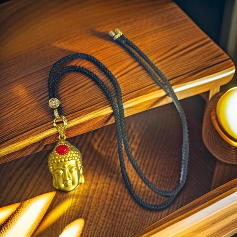 【月月专属】落日红玉髓珠镶嵌合金佛头吊坠赠链赠证书礼盒DH35481