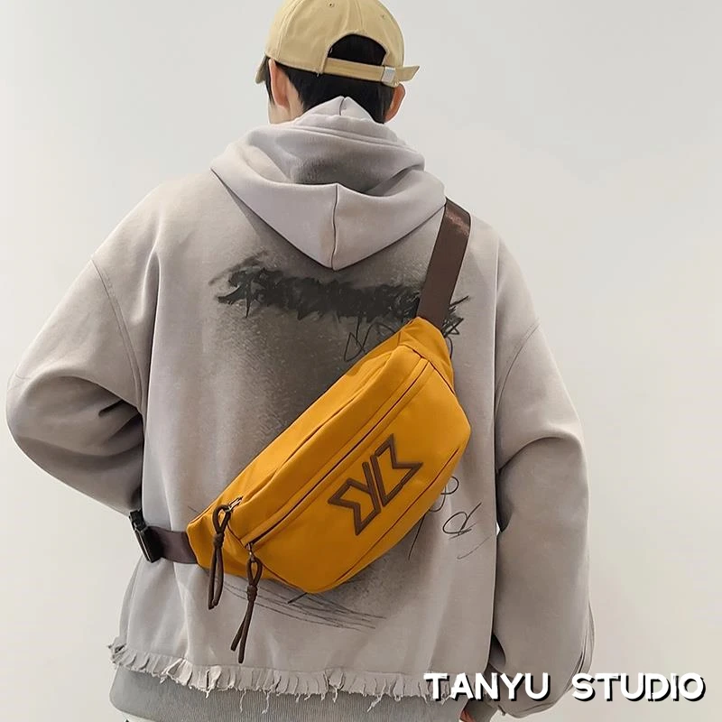 探屿斜挎包男款运动潮牌胸包男士轻便跑步腰包单肩斜跨背包小挎包