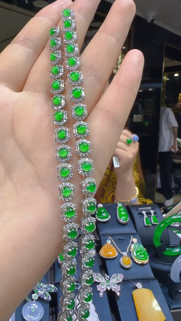 银S925镶嵌手链翡翠039（多样性发其一）