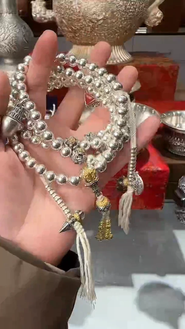 山*银手工精工六字三通108念珠