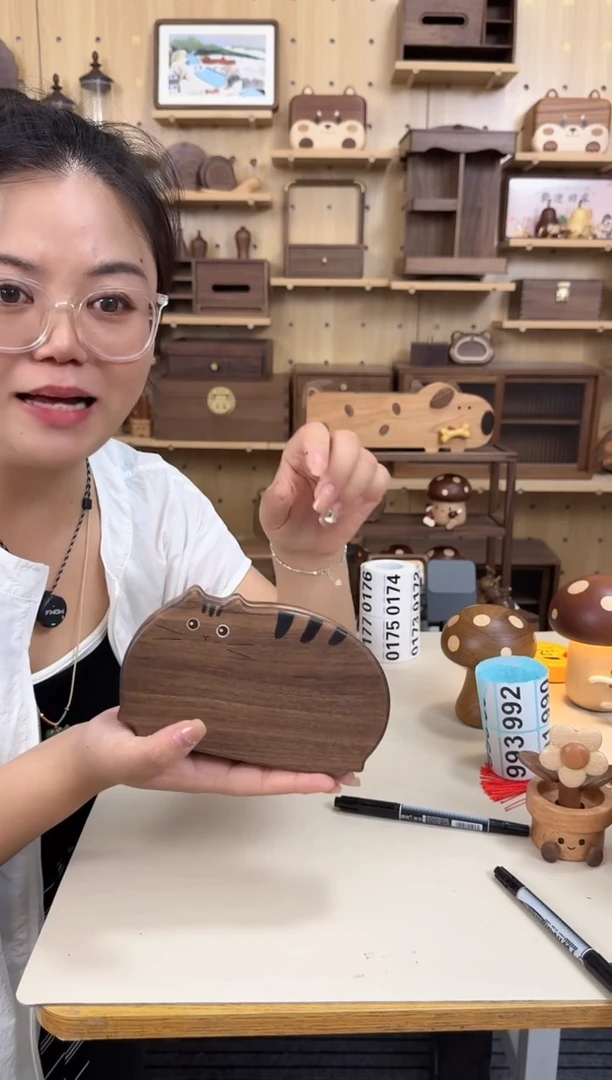 木特价北美黑胡桃小猫首饰盒特价