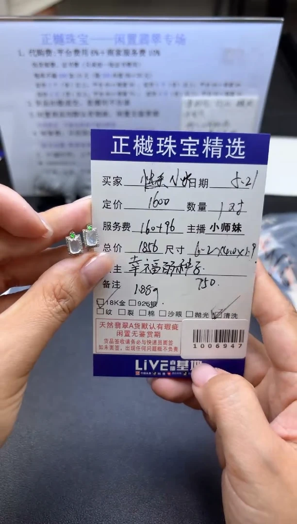 翡翠18K金镶嵌耳饰ZYZB-1006947