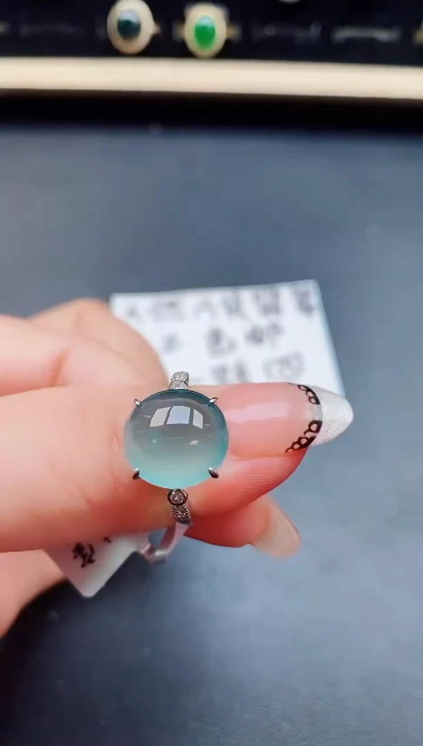 翡翠戒指银S925镶嵌50850