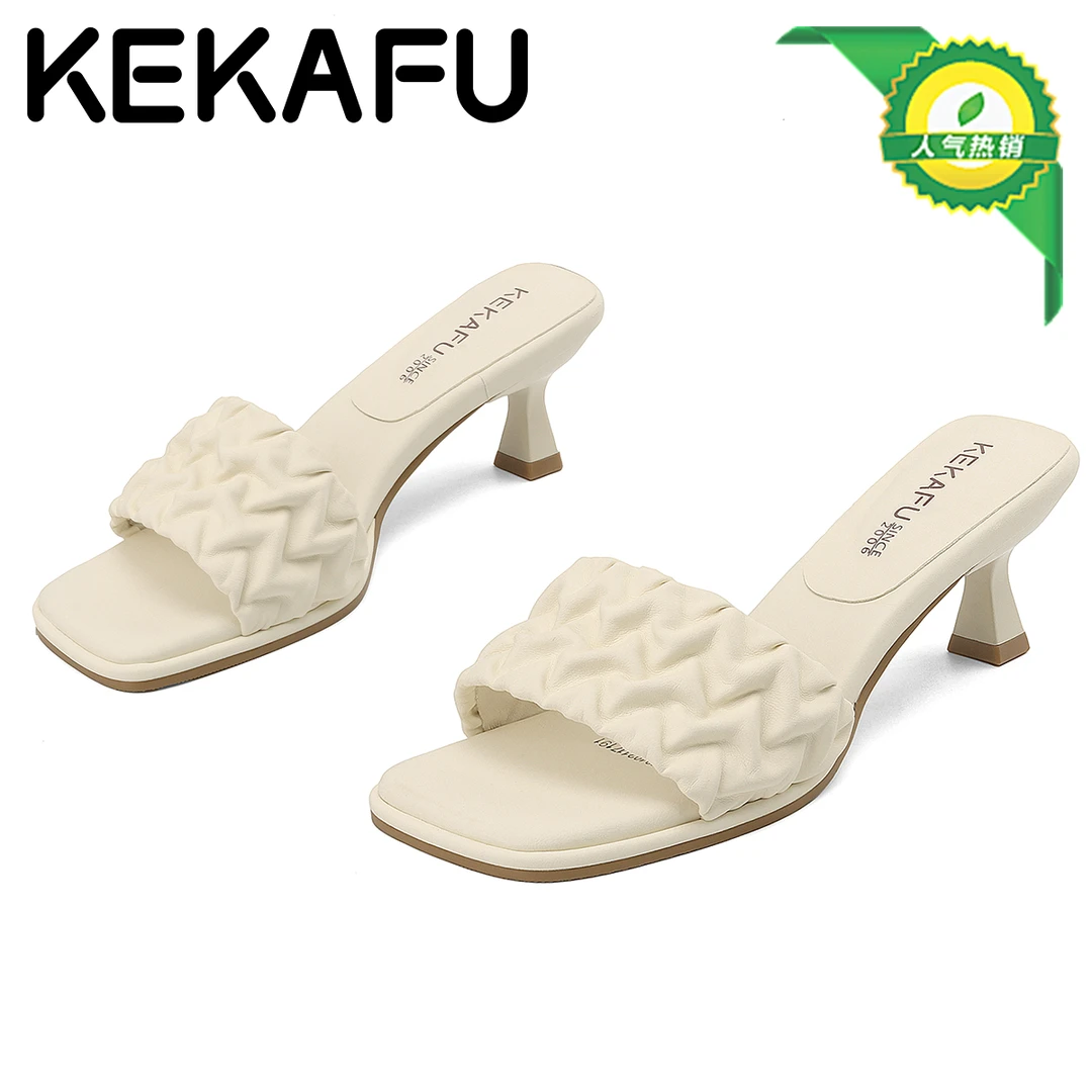 珂卡芙小香风外穿气质绝美配裙子细跟高跟鞋2025夏季新款一字凉拖
