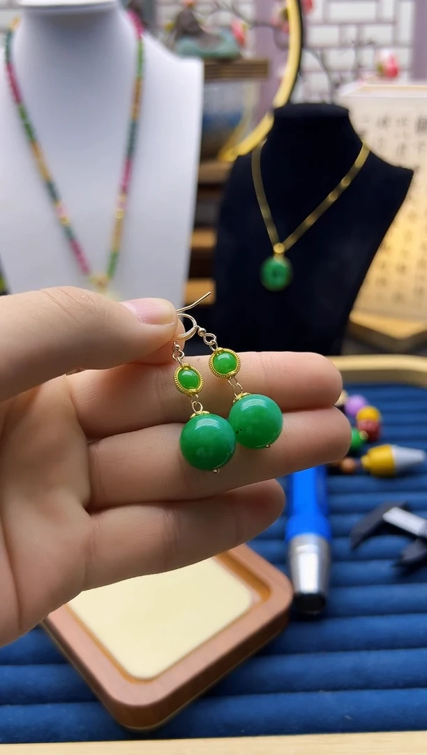 【闪购商品】翡翠耳饰14K金镶嵌E103