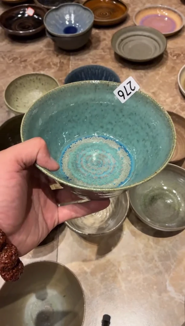 瓷片1****7276粗陶窑变蓝面碗1个