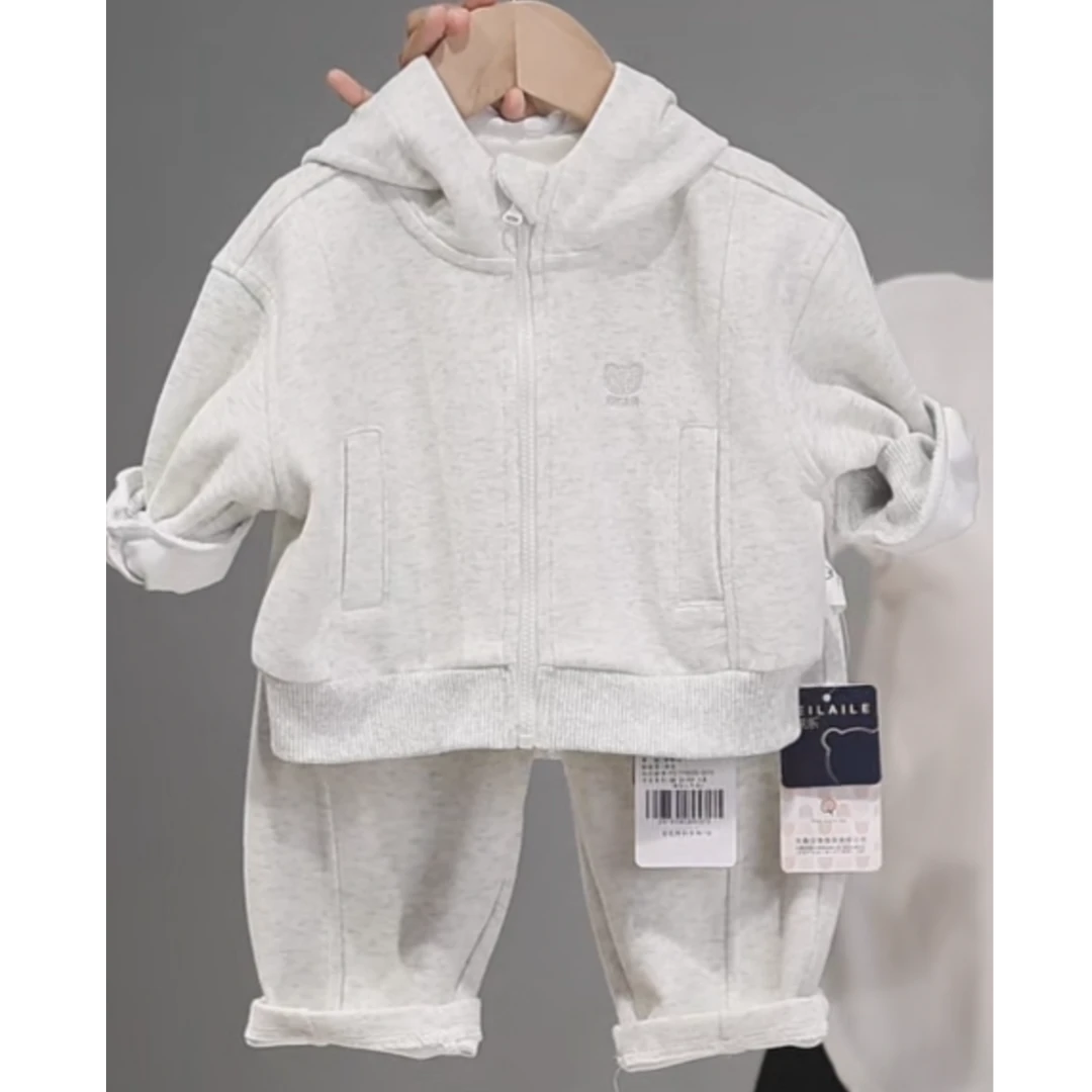 【华棉套装牛奶绒 洛洛妈咪 】婴儿衣服男童卫衣秋冬小童长袖套装H1