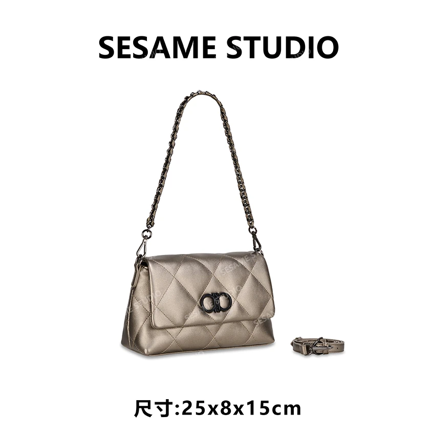 【芝麻集】GQ-20145-香槟金潮流时尚百搭腋下斜跨女包