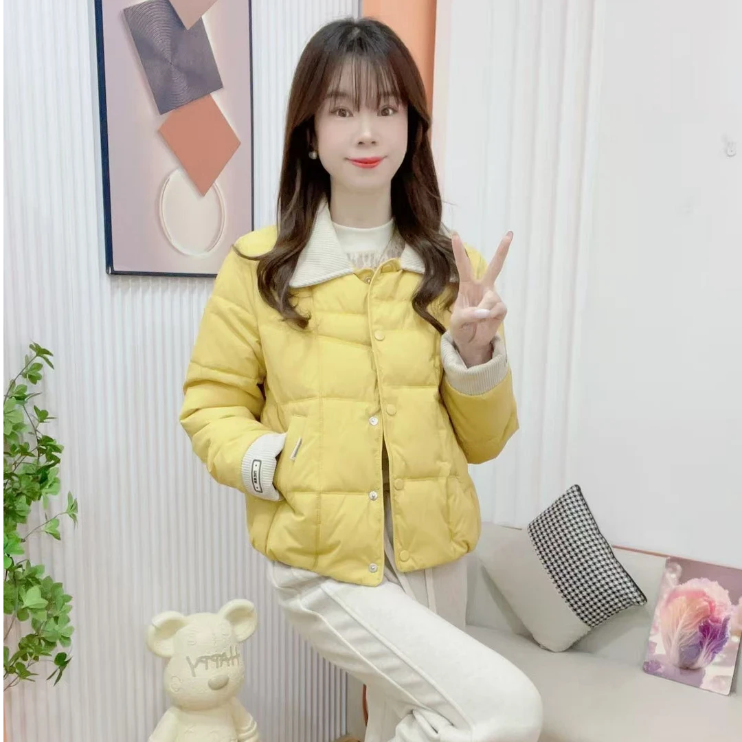 冬季撞色小个子修身保暖显瘦百搭时尚减龄棉外套