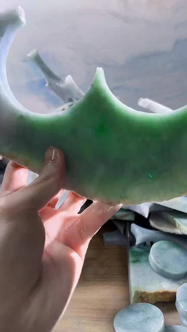 翡翠裸石缅甸翡翠A货文404