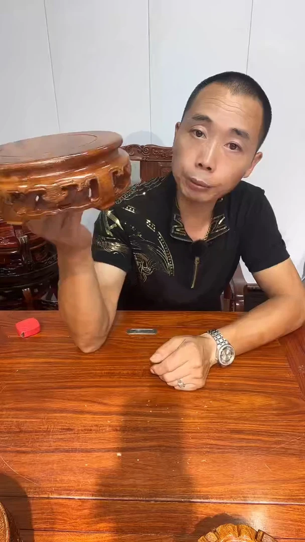 木修****2瑕疵处理老花整雕刻圆形底座16.5*17.5*6.5