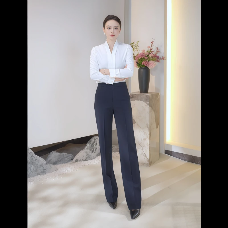 高端西装裤女2025新款秋冬中厚款休闲窄版阔腿裤通勤职业烟管裤