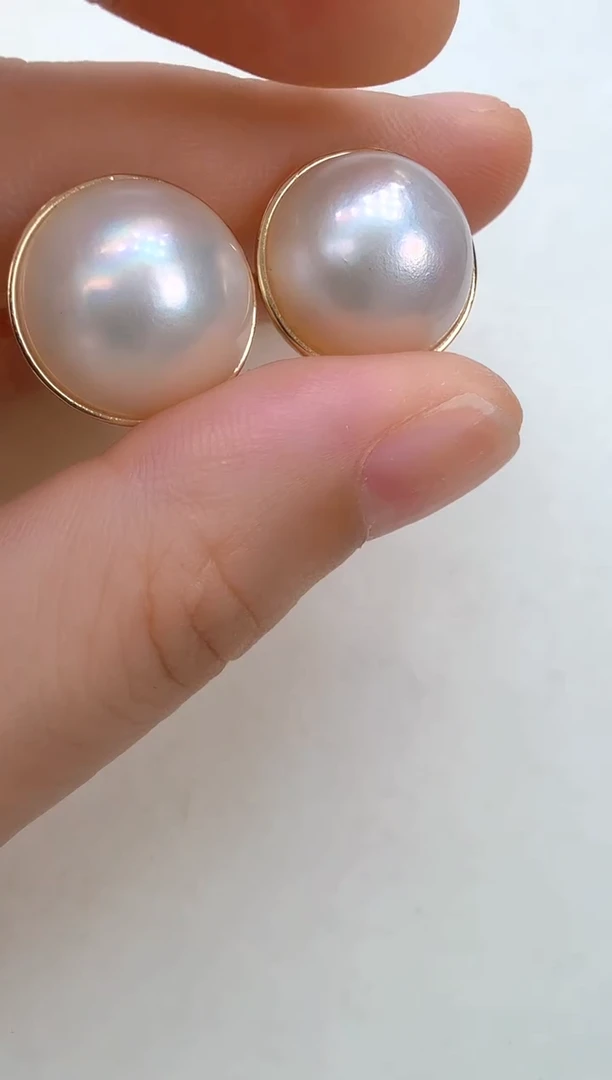 耳饰拼合珍珠（马贝珠）合金光板金色