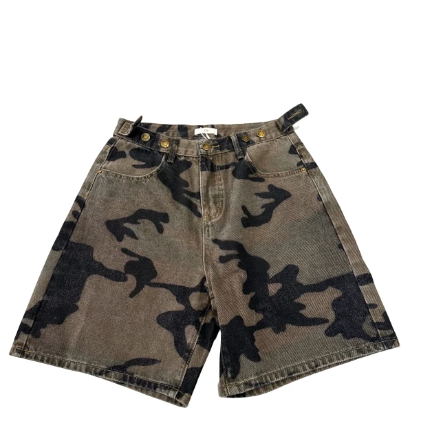 韩版新款调节腰迷彩短裤休闲洋气时尚百搭