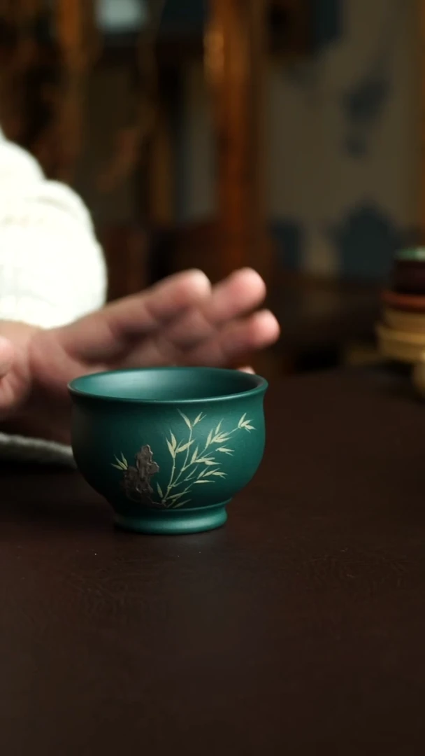 茶杯紫砂50号 竹叶杯 宜兴紫砂原矿作品