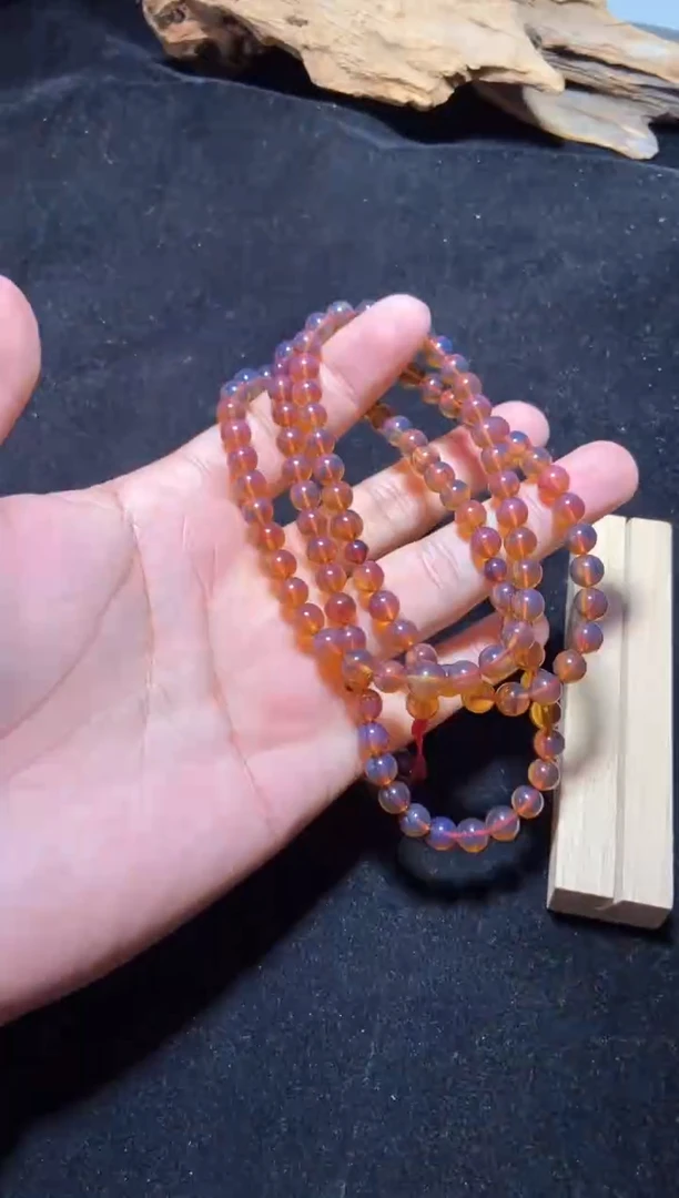 【闪购商品】琥珀手链未镶嵌金棕红108项链【多样性发货其中一】