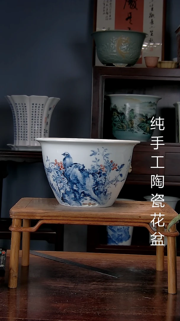 景德镇手工陶瓷花盆
