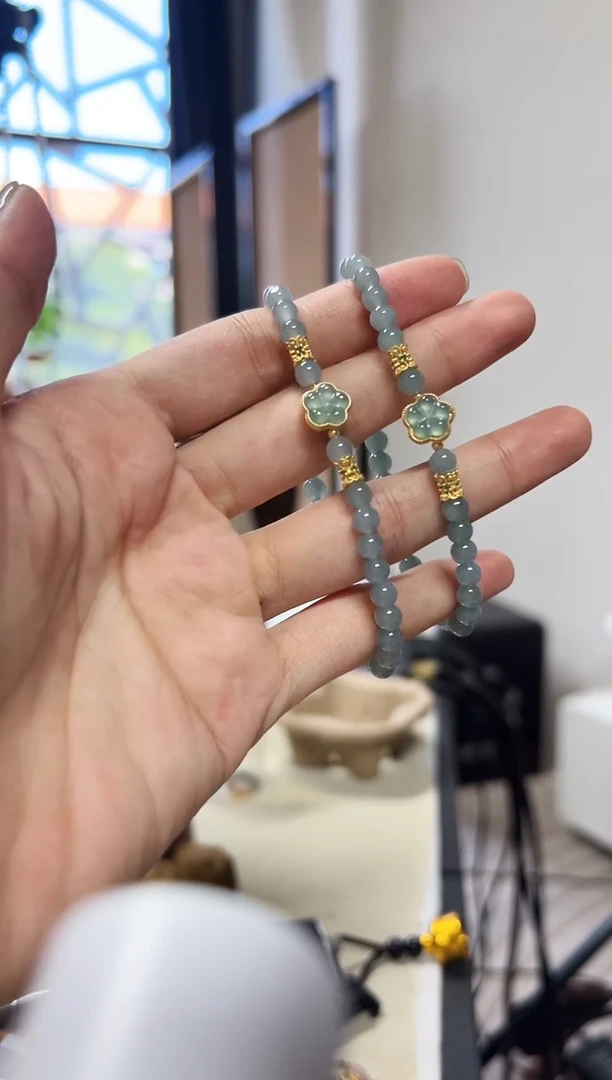 未镶嵌手串翡翠蓝水单圈小花