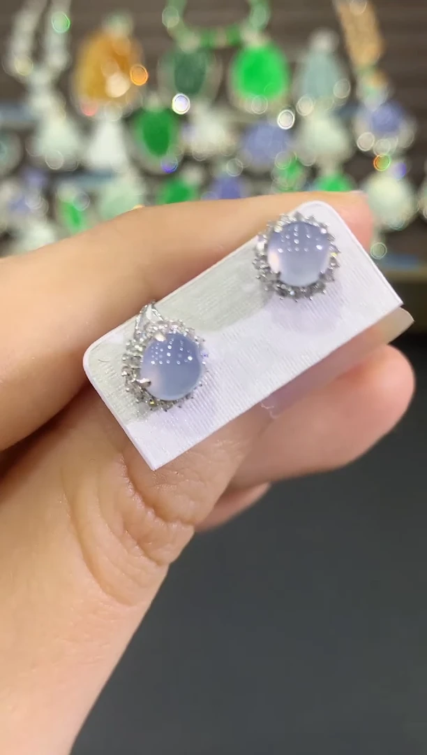 18K金镶嵌翡翠耳饰B28  紫货有色差    多样性 一件发货