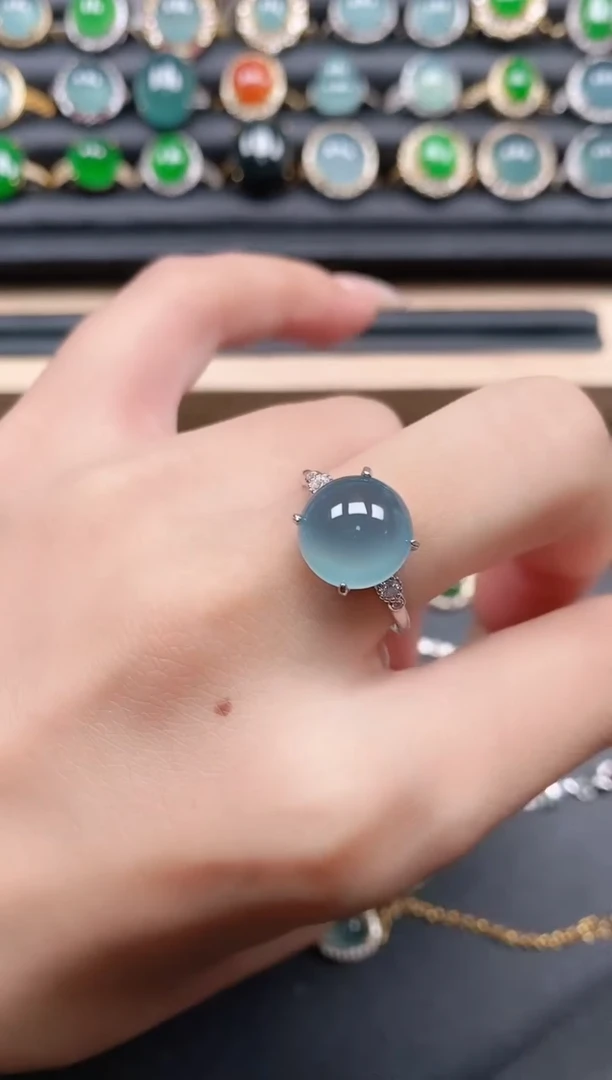 翡翠戒指银S925镶嵌111111