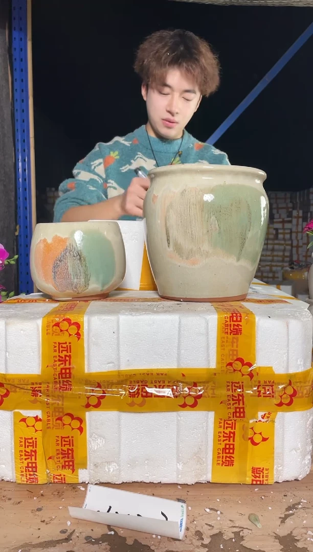 紫砂花盆宜兴紫砂粗陶花盆14*14/20*21