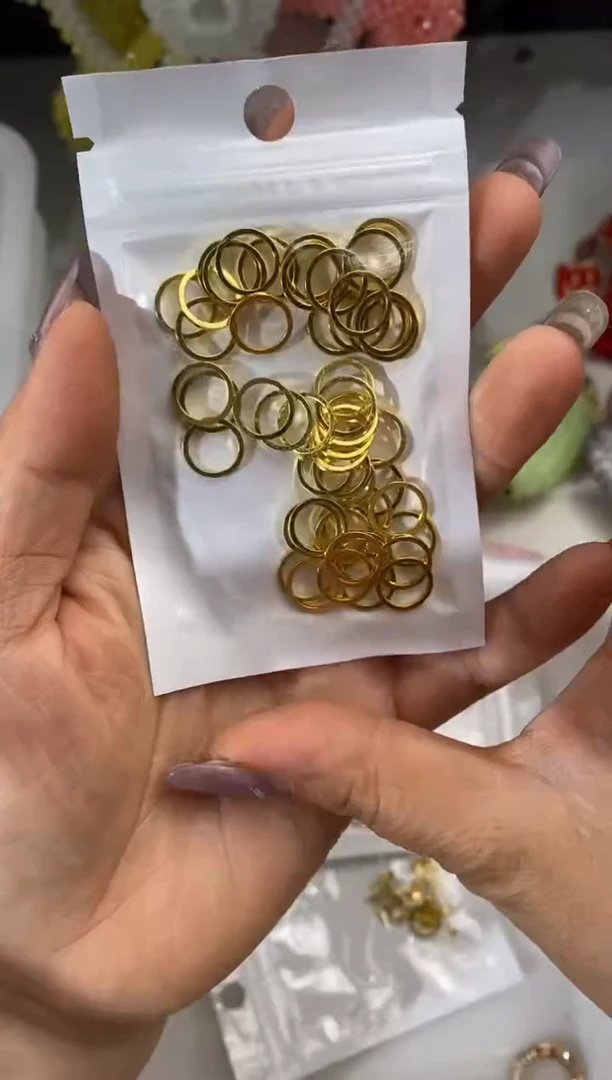 玻璃2540卡10金色闭口圈50个