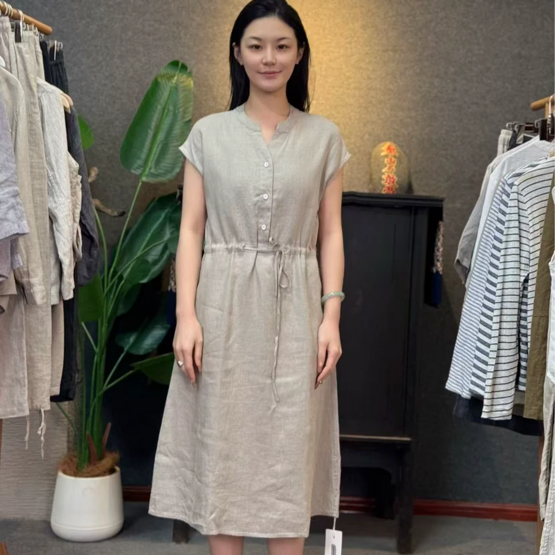 【雨露】100%汉麻双雨露女士连衣裙优雅风14织好面料轻薄透气顺滑
