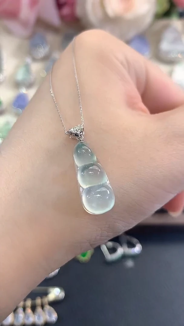 项链18K金镶嵌翡翠春日珠宝 D37多样性一件发