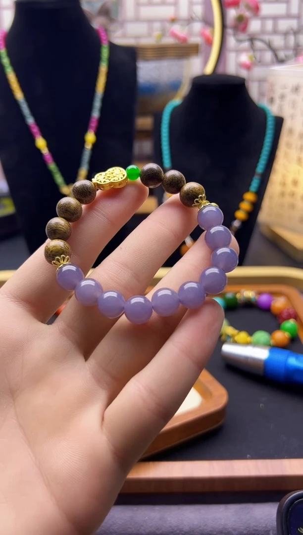 【闪购商品】和田玉手链14K金镶嵌S494