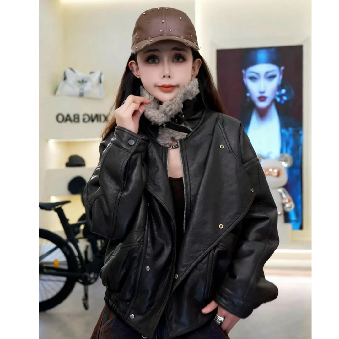 【DMXJ大梦想家】气质风高级感皮衣夹克时尚女装外套秋冬季皮毛一体