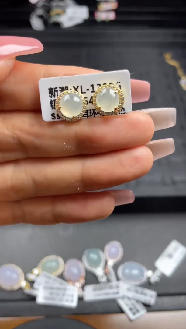 银S925镶嵌戒指翡翠天然翡翠A货