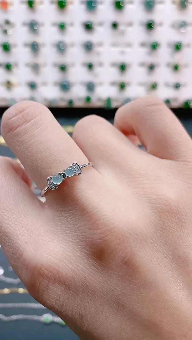 【闪购商品】翡翠戒指银S925镶嵌天然翡翠