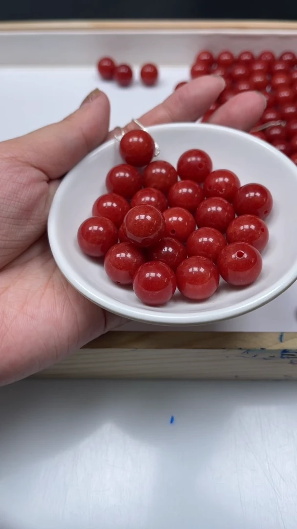 未镶嵌散珠南红玛瑙E738 柿子南红14mm3颗6.8元