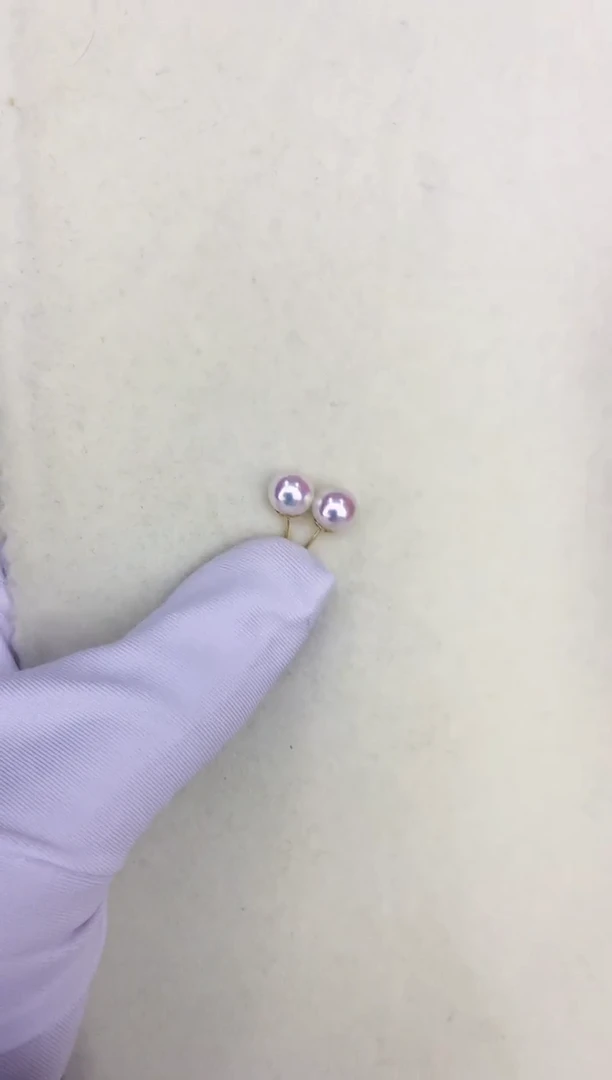 18K金镶嵌DA海水珍珠 7-7.5 耳钉 GD002