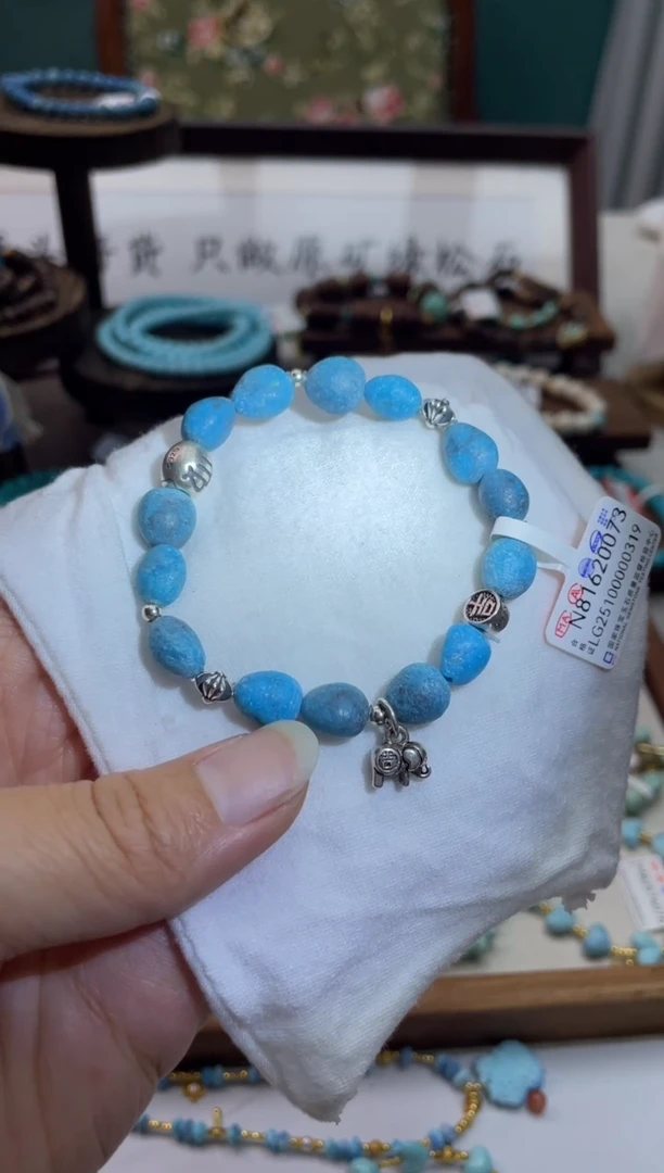 银S925镶嵌绿松石手串走*31