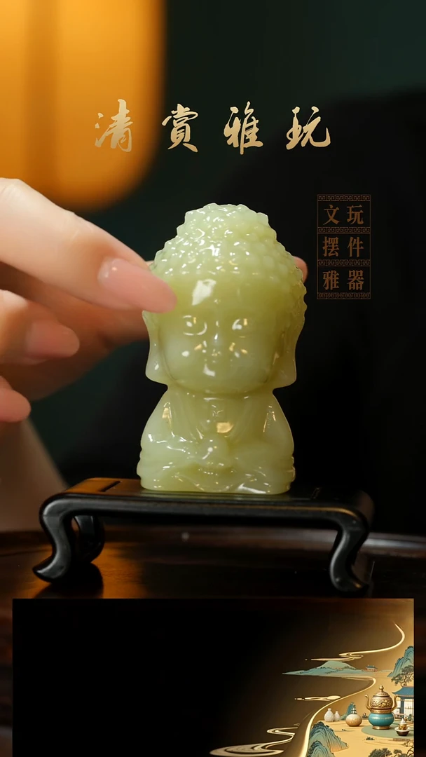 玉《宝宝佛》手把件摆件