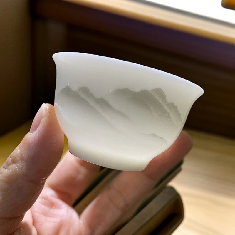 茶杯客杯  羊脂玉白瓷功夫茶杯单个爆款2026最新款  安全包装
