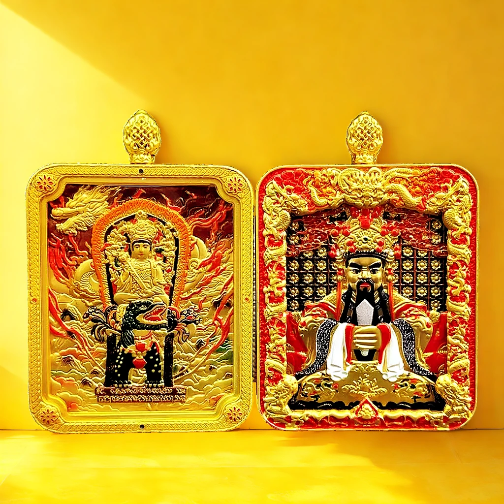 铜合金吊坠 项坠/吊坠五台山五爷双面唐卡画像立体浮雕吊坠已祝福