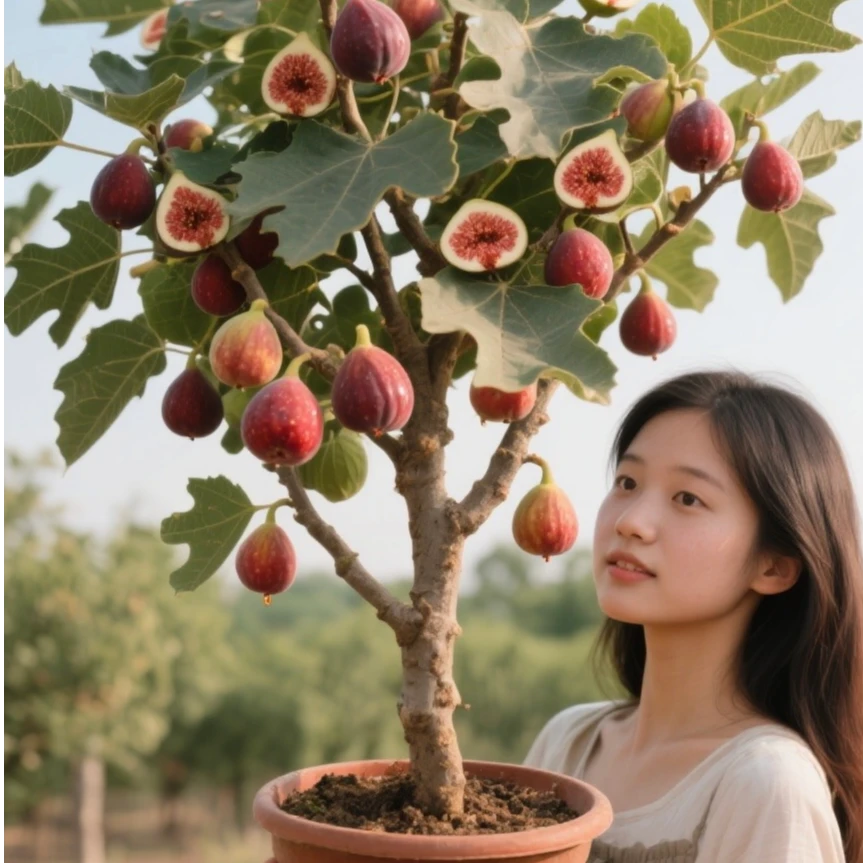 【蜜桃巨型无花果-原盆原土】无花果树苗新品种耐寒耐旱盆栽地栽