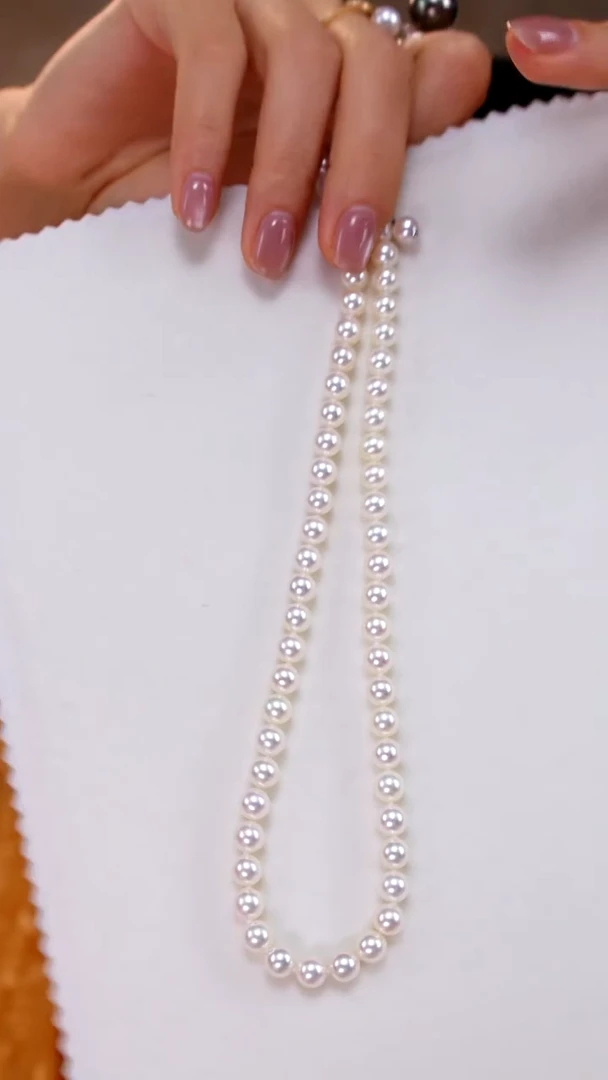 项链银S925镶嵌海水珍珠akoya6-6.5mm