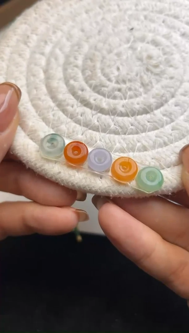 未镶嵌定制翡翠多彩扣子一组1980+198-ljw158