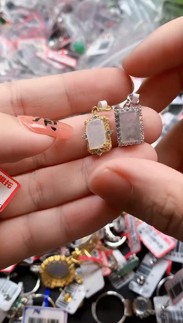 银S925镶嵌戒指翡翠天然A货缅甸翡翠