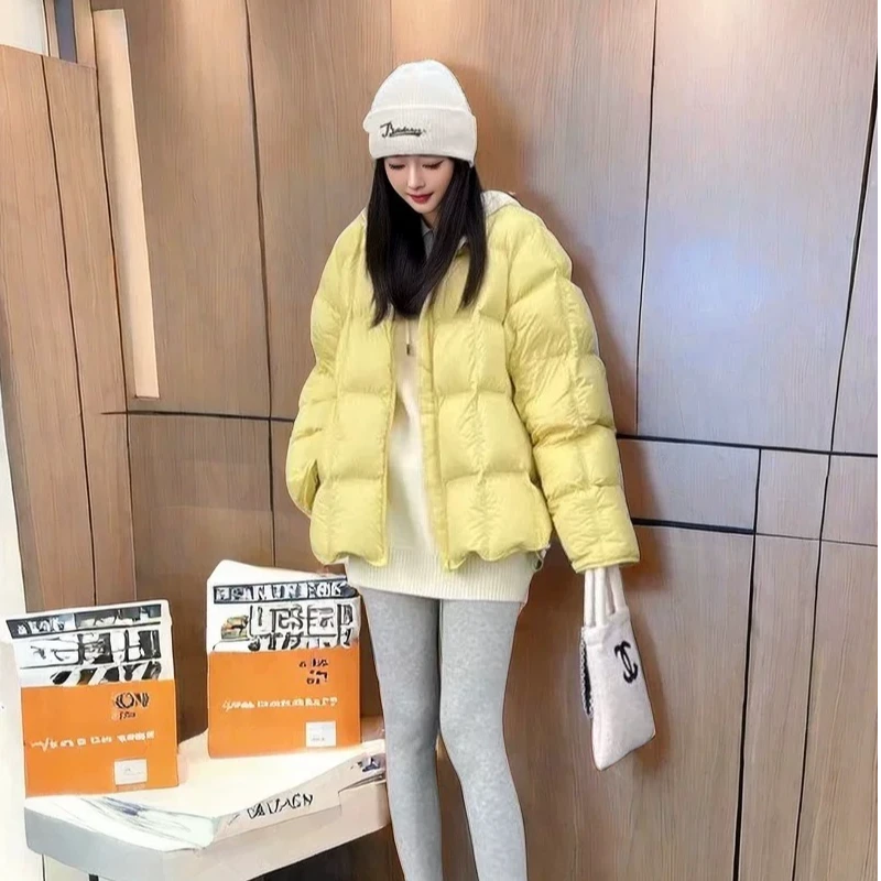 LC【泡芙小姐】无领简约百搭2024冬季新款时尚短款羽绒服女252018