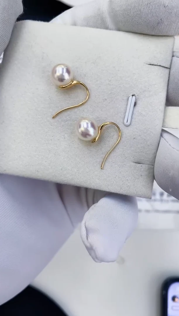 18K金镶嵌海水珍珠耳饰8-8.5特选天女高跟鞋