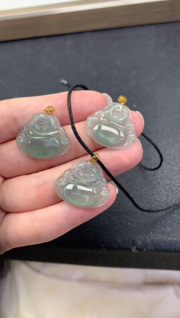 翡翠18K金镶嵌颈饰FA147 翡翠佛公 多样性发其一赠皮绳